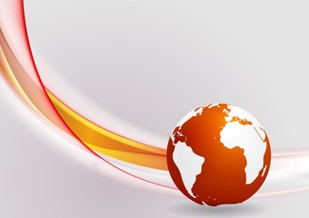 Tech background with globe and smooth waves