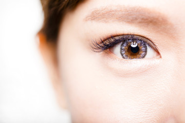 Closeup shot of young beautiful woman eyes