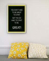 Inspirational Motivating Quote on Picture Frame.
