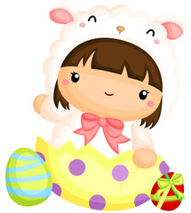Girl in Easter Sheep Costume