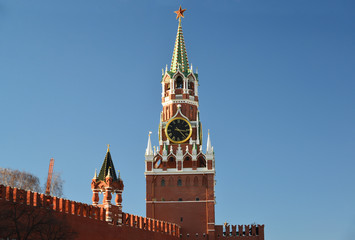 Fototapeta na wymiar Spasskaya tower of Moscow Kremlin, Russia