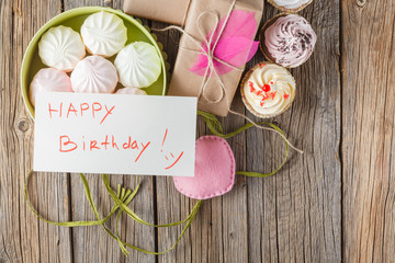 Pastel color marshmalow in giftbox