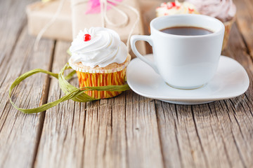cupcake and cup of coffee