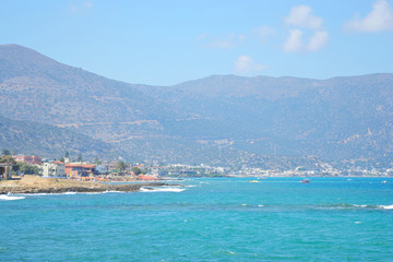 Aegean Sea and mountains.