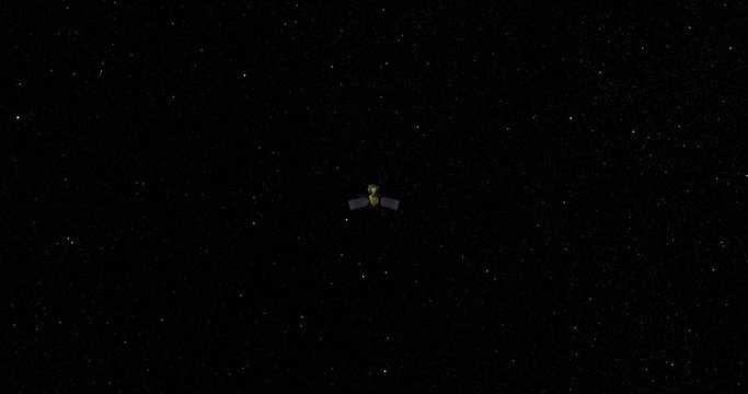 Flyby of Mars Reconnaissance Orbiter spacecraft as it travels through empty space. Data: NASA/JPL. 