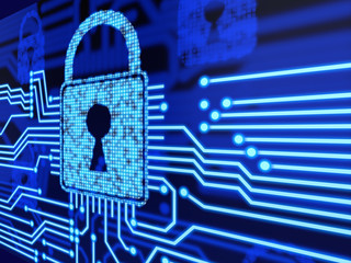 Lock connected on a circuit board security concept