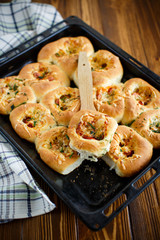 mini pizzas baked stuffed with cheese