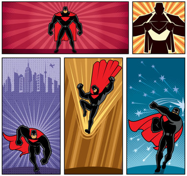 Superhero Banners 5 / Set of 5 superhero banners. No transparency and gradients used.