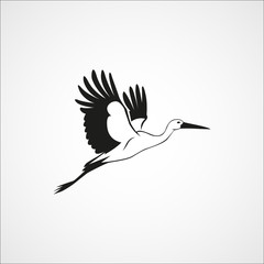 flying stork simple silhouette on a white background vector illu
