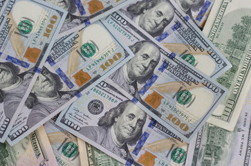 Money background Pile $100 dollar bills banknote