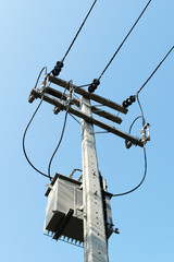 High Voltage Transformers on the pole.