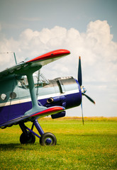 Vintage single-engine biplane aircraft toned © Dmitry Naumov