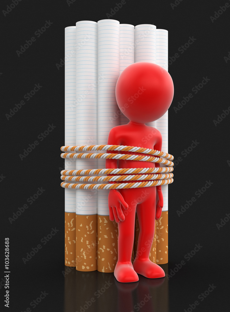 Poster man and cigarettes. image with clipping path
