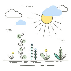 Vector nature and ecology illustration in linear style. 