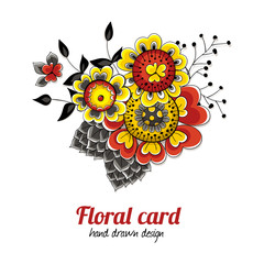 Hand drawn floral card
