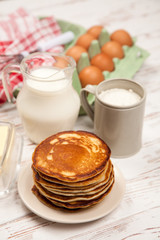 High pile of delicious pancakes