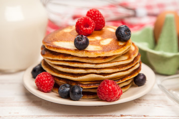 High pile of delicious pancakes