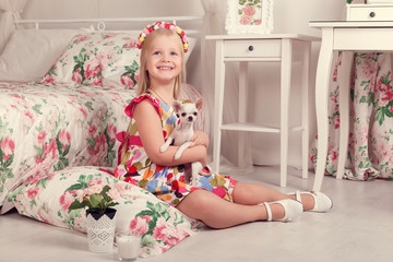 Portrait of little girl with flower wreath © Olena_Molchanova