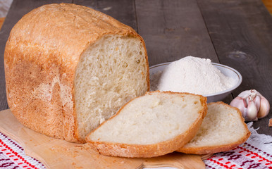 Homemade white bread, flour, eggs, milk