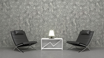 Два современных кресла в интерьере. Two modern armchairs in the interior.