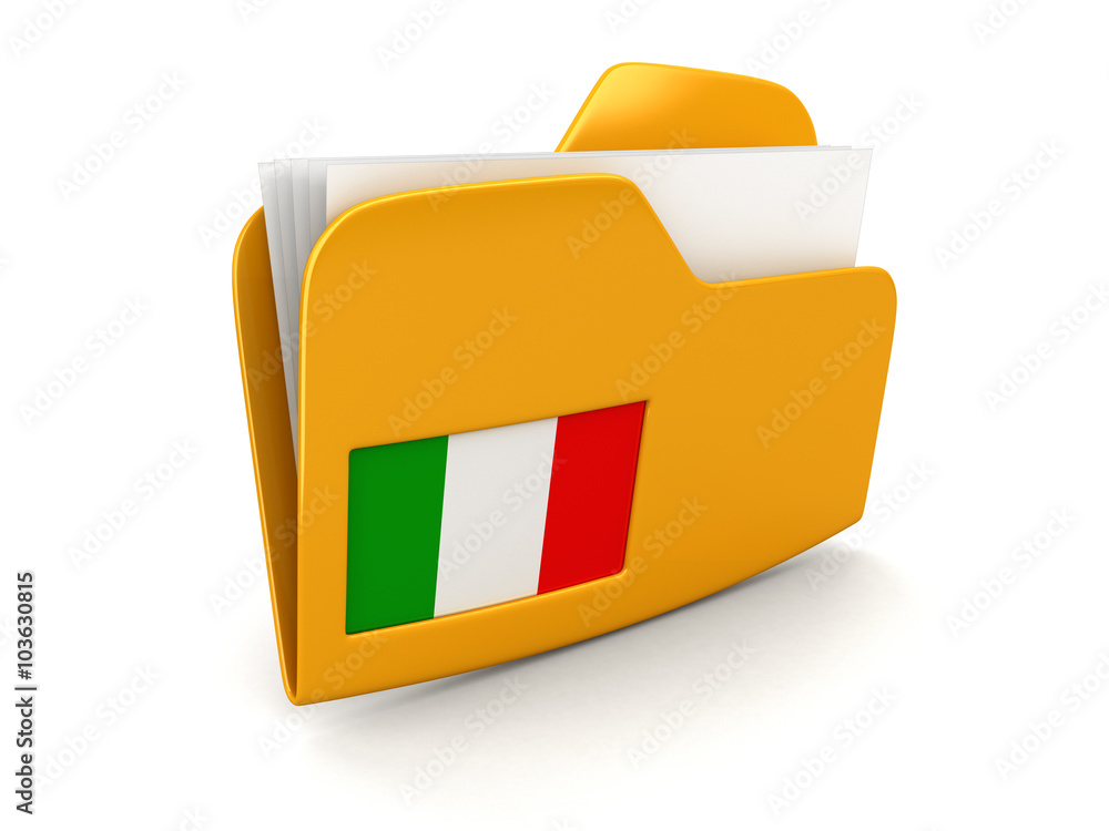 Poster folder and lists with italian flag. image with clipping path