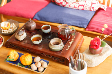 Chinese kungfu tea,Chinese lifestyle, drinking tea scene