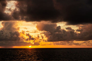 Beautiful cloudy sky at sunset in the tropics