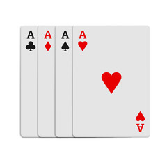 Four aces playing cards icon, realistic style 