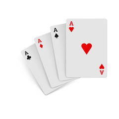 Four aces playing cards icon, realistic style 