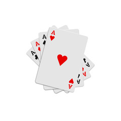 Four aces playing cards icon, realistic style 