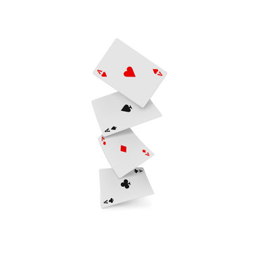 Four aces playing cards icon, realistic style 