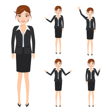 set of business woman character at office work. people character