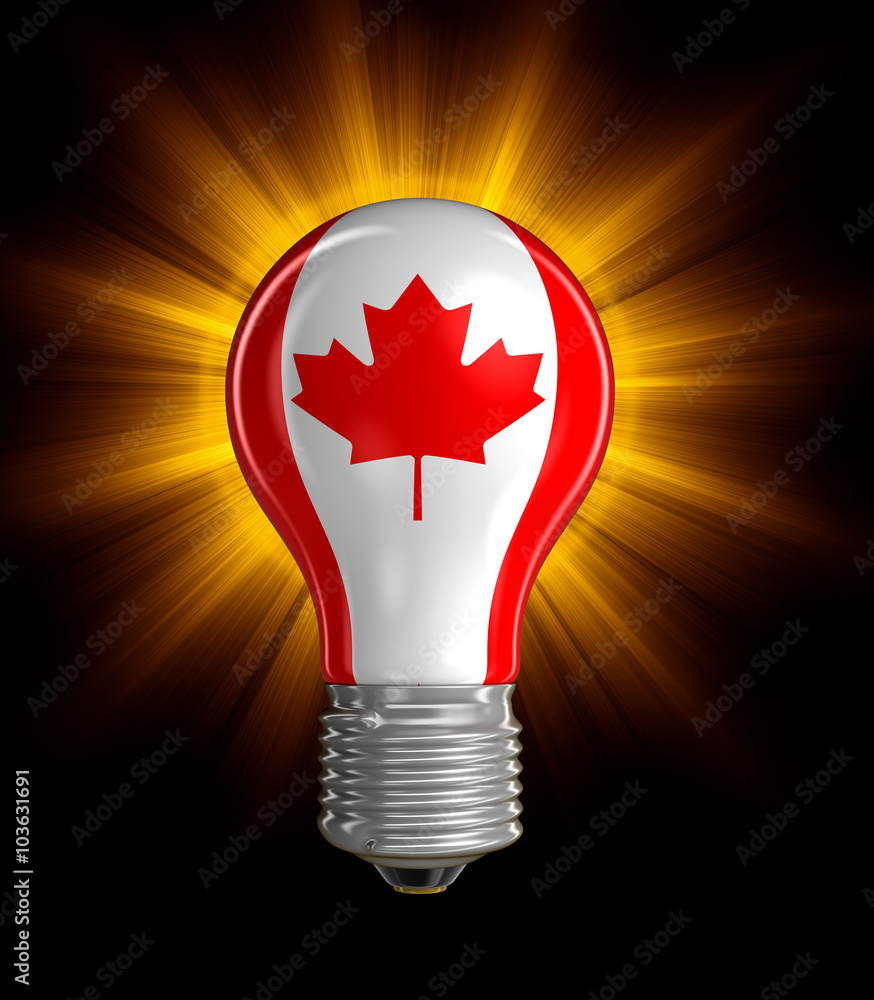 Poster light bulb with canadian flag. image with clipping path