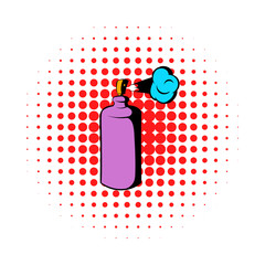 Spray can in use icon, comics style 