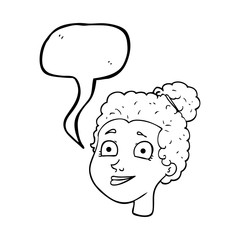 speech bubble cartoon female face