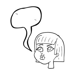 speech bubble cartoon female face