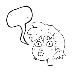 speech bubble cartoon female face