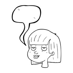 speech bubble cartoon female face