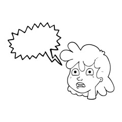 speech bubble cartoon female face