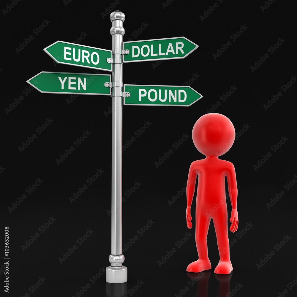 Poster man and sign directions. image with clipping path