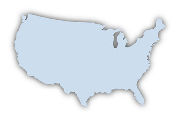 Map of USA. Image with clipping path.