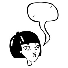 speech bubble cartoon female face