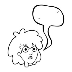 speech bubble cartoon female face