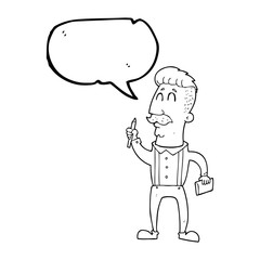 speech bubble cartoon man with notebook