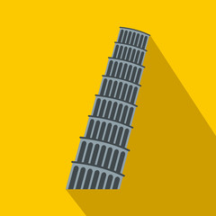 Pisa Tower icon, flat style