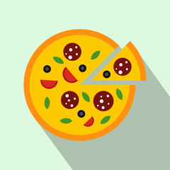 Fototapeta premium Pizza icon, flat style 