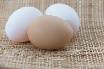 Eggs in wooden background