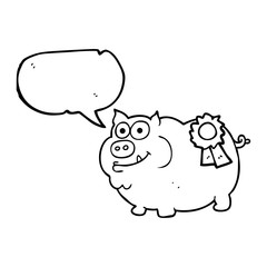 speech bubble cartoon prize winning pig