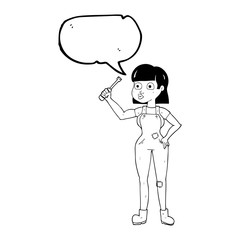 speech bubble cartoon female mechanic