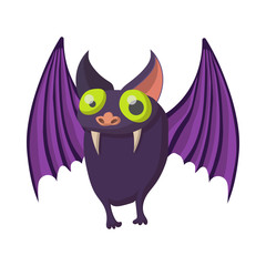 Purple bat icon, cartoon style
